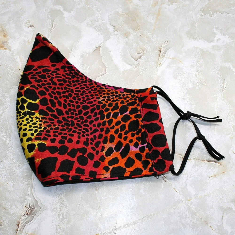 HAND CRAFTED Face Mask Colorful Animal Adult Cloth Fabric Print - Shield Style